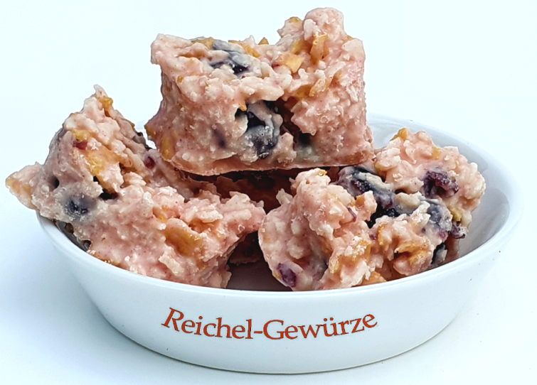 Cranberry-Splitter mit weißer Schokolade umhüllt